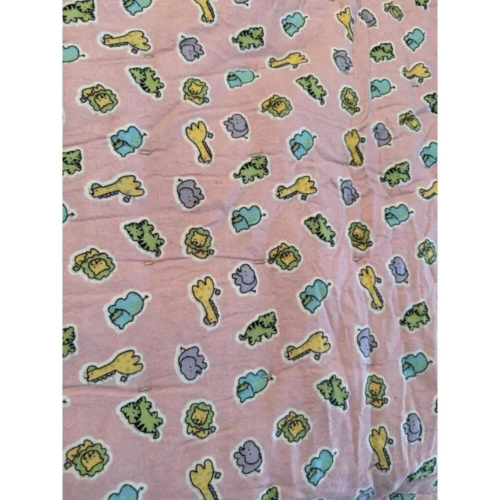 Baby Quilt Handmade Bright Animals 36x46 Multicolored